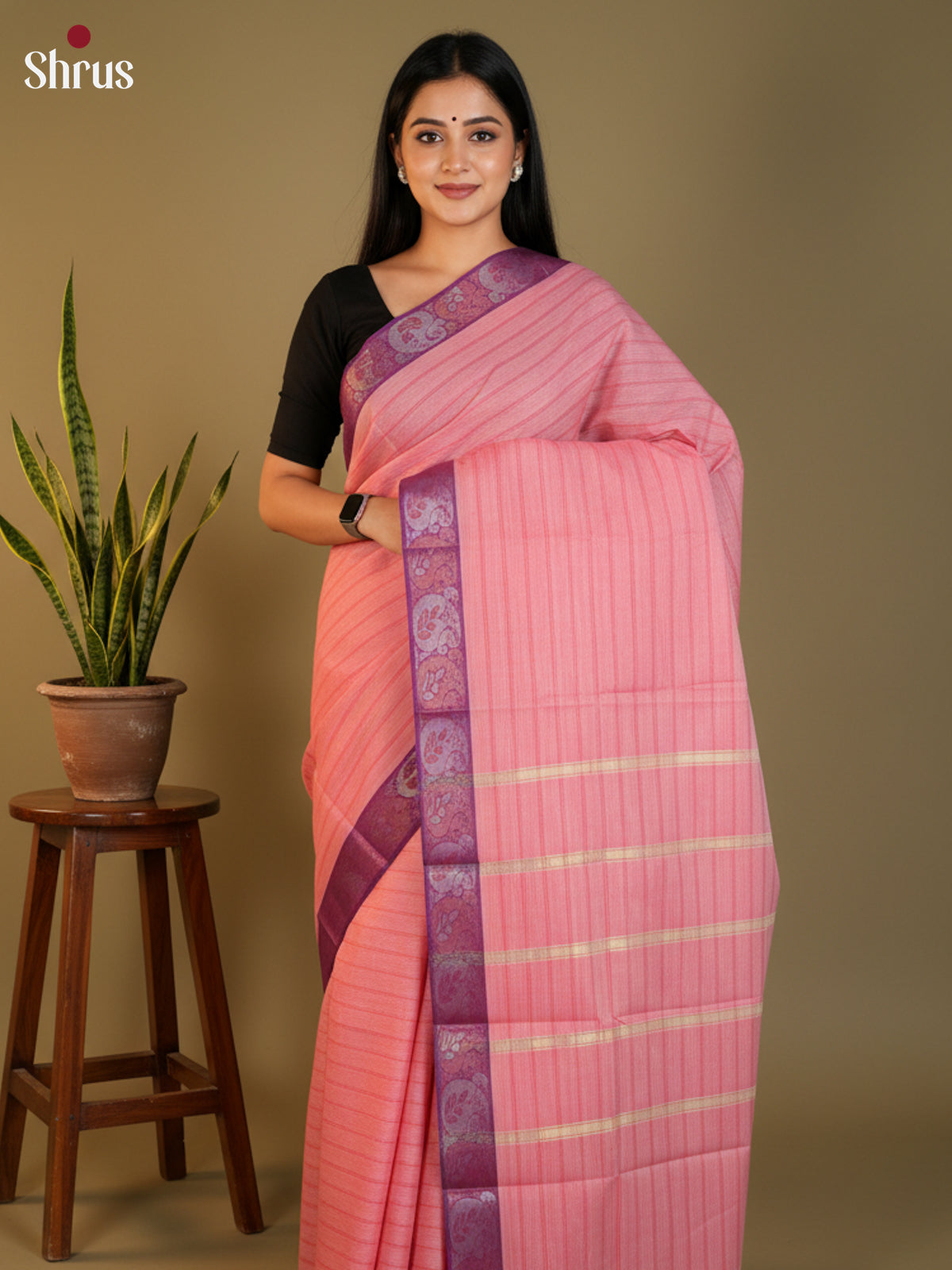 Pink & Purple - South Cotton Saree -DLS15196