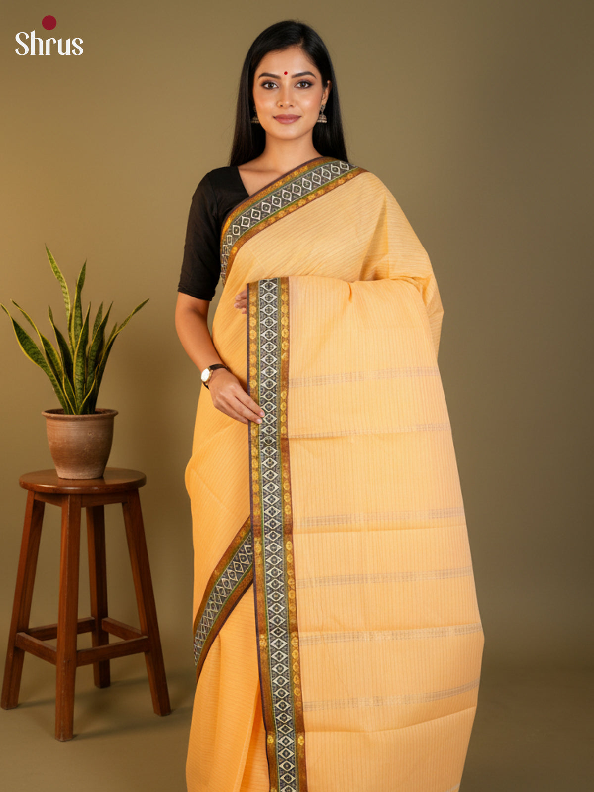 Pastel Peach - South Cotton Saree-DLS15205