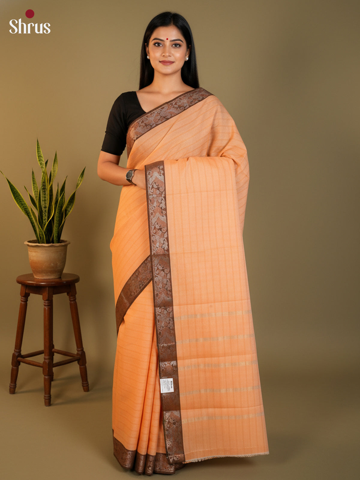 Peach - South Cotton Saree -DLS15207
