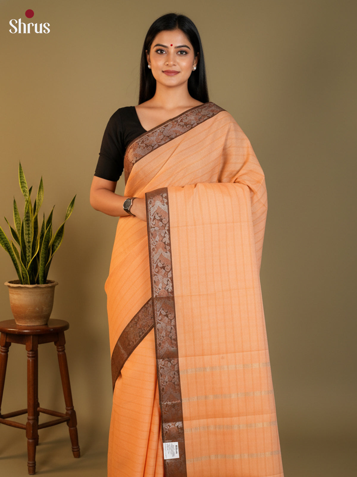 Peach - South Cotton Saree -DLS15207