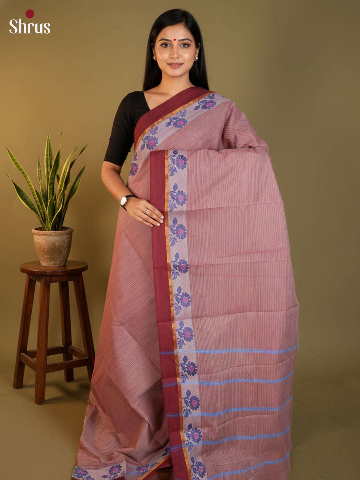 Onion Peel & maroon - South Cotton Saree-DLS15208 - Shop on Shrus.com
