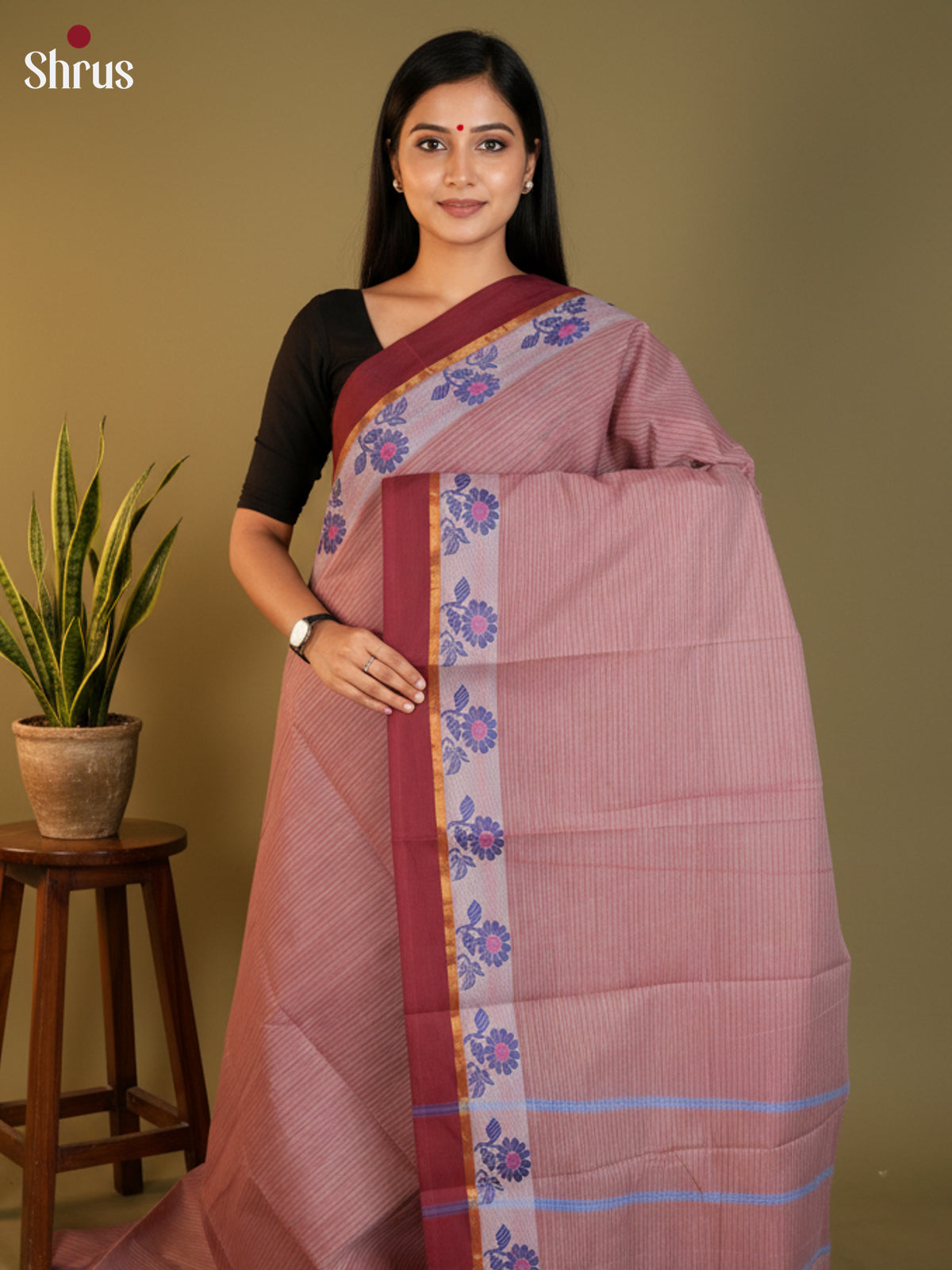 Onion Peel & maroon - South Cotton Saree-DLS15208 - Shop on Shrus.com