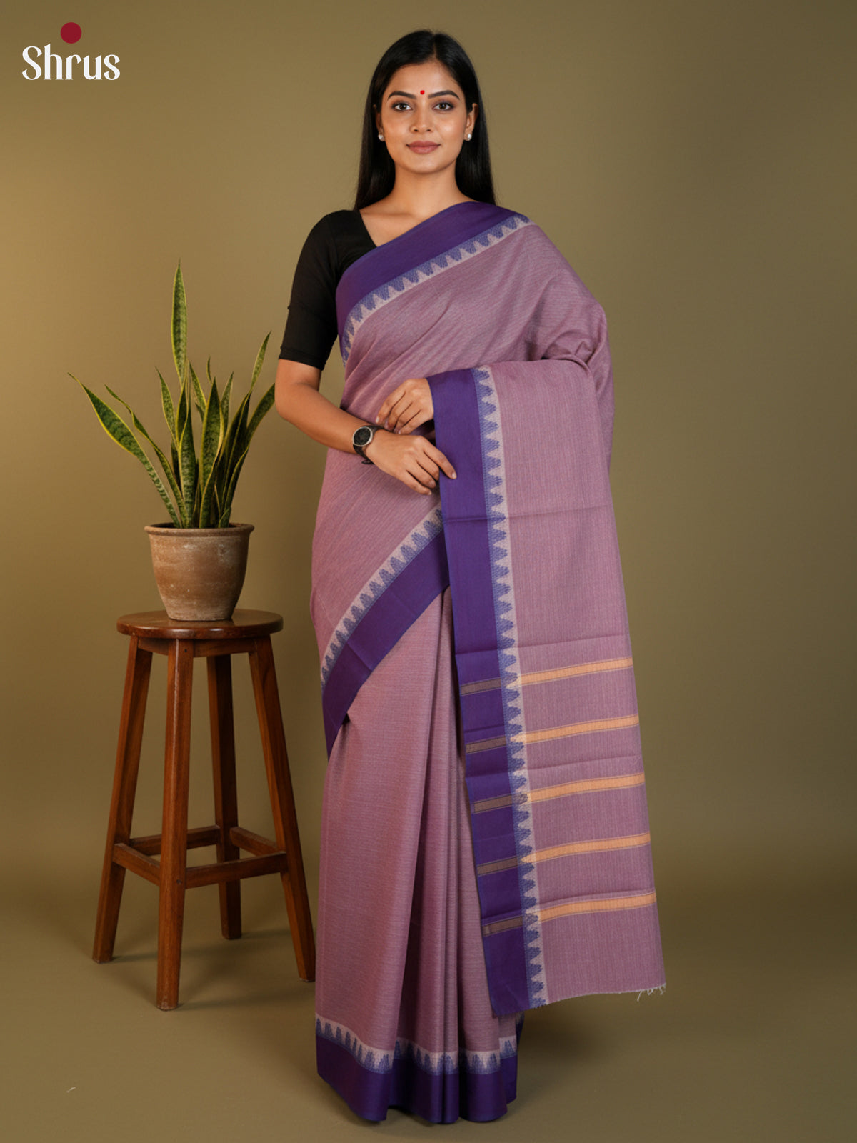 Mauve & Purple- South Cotton Saree- DLS15219