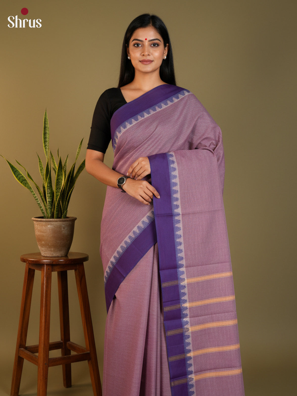 Mauve & Purple- South Cotton Saree- DLS15219