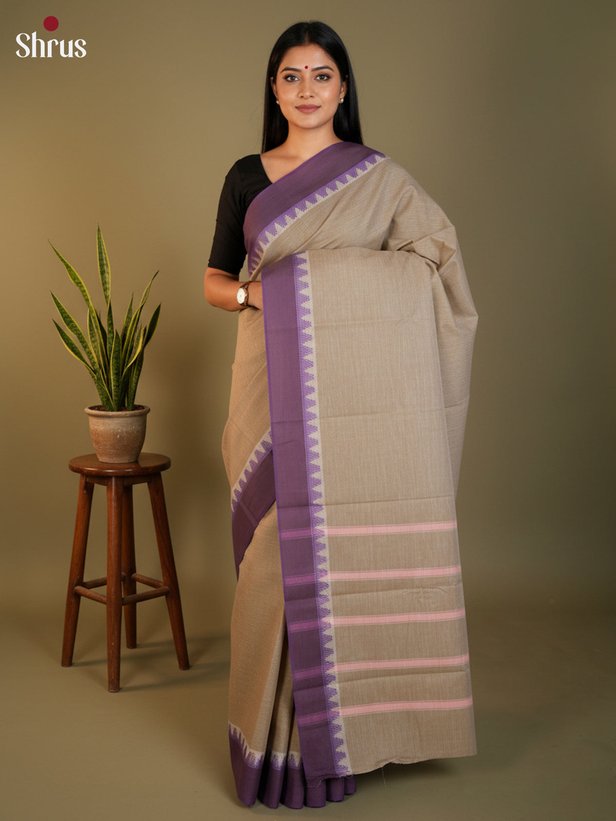Grey & Purple - South Cotton Saree-DLS15220 - Shop on Shrus.com
