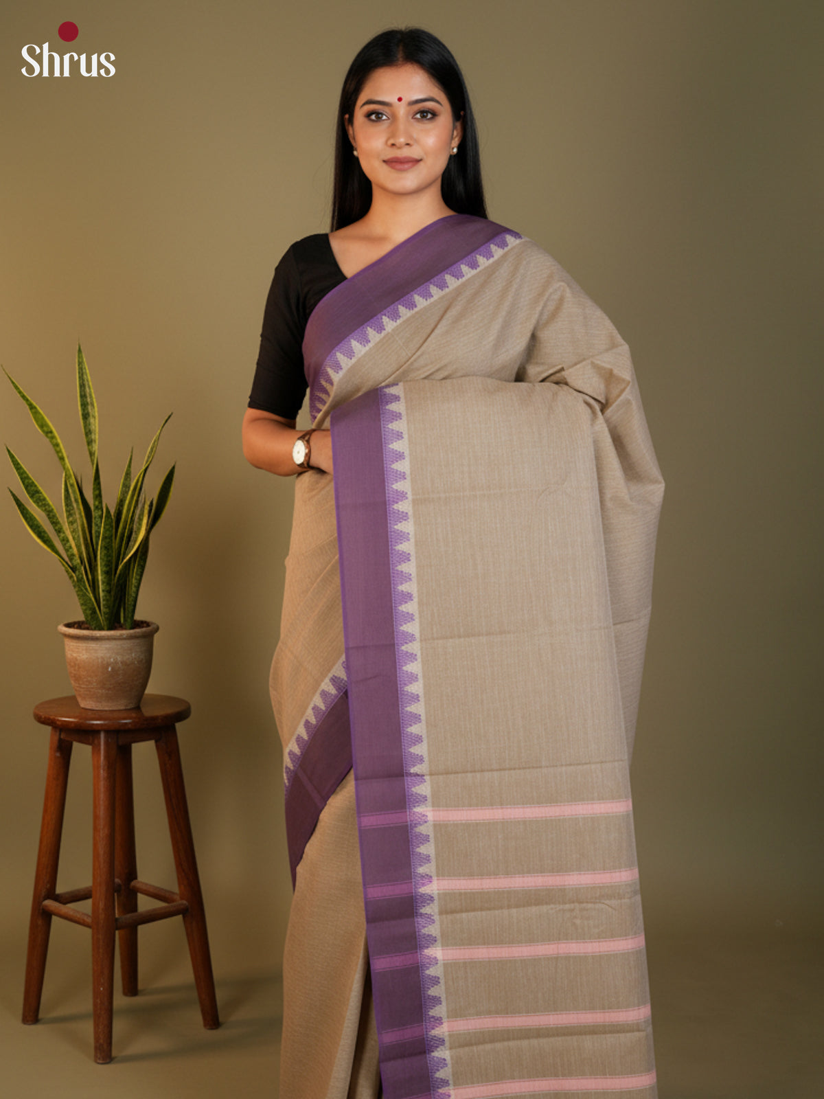 Grey & Purple - South Cotton Saree-DLS15220 - Shop on Shrus.com