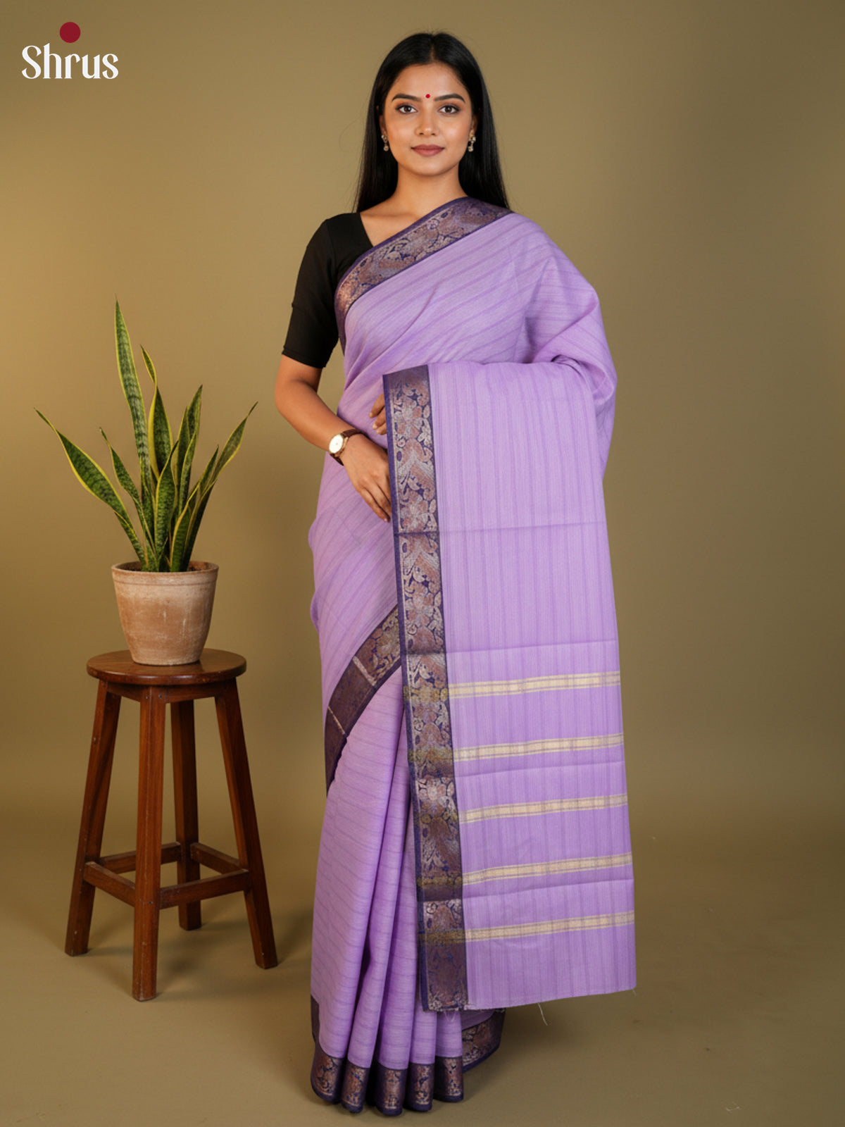 Lilac & Violet - South Cotton Saree -DLS15236
