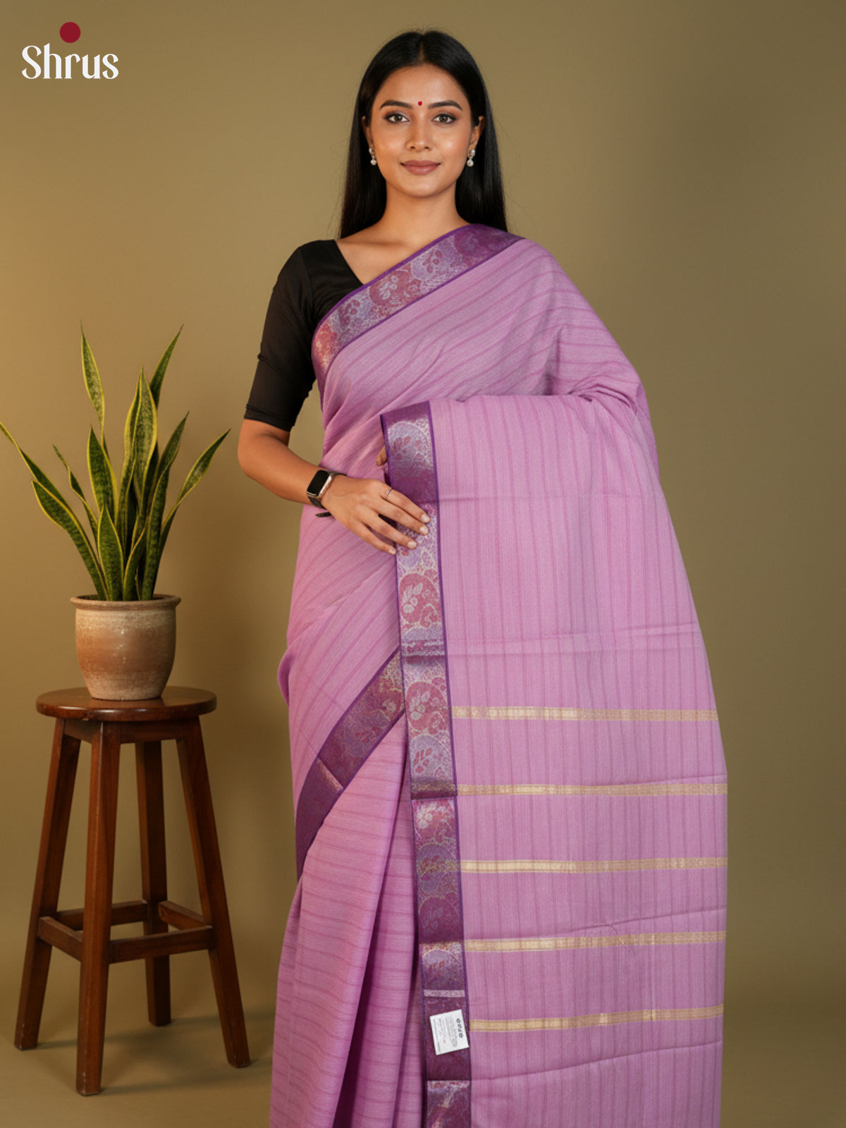 Lilac & Purple - South Cotton Saree- DLS15237