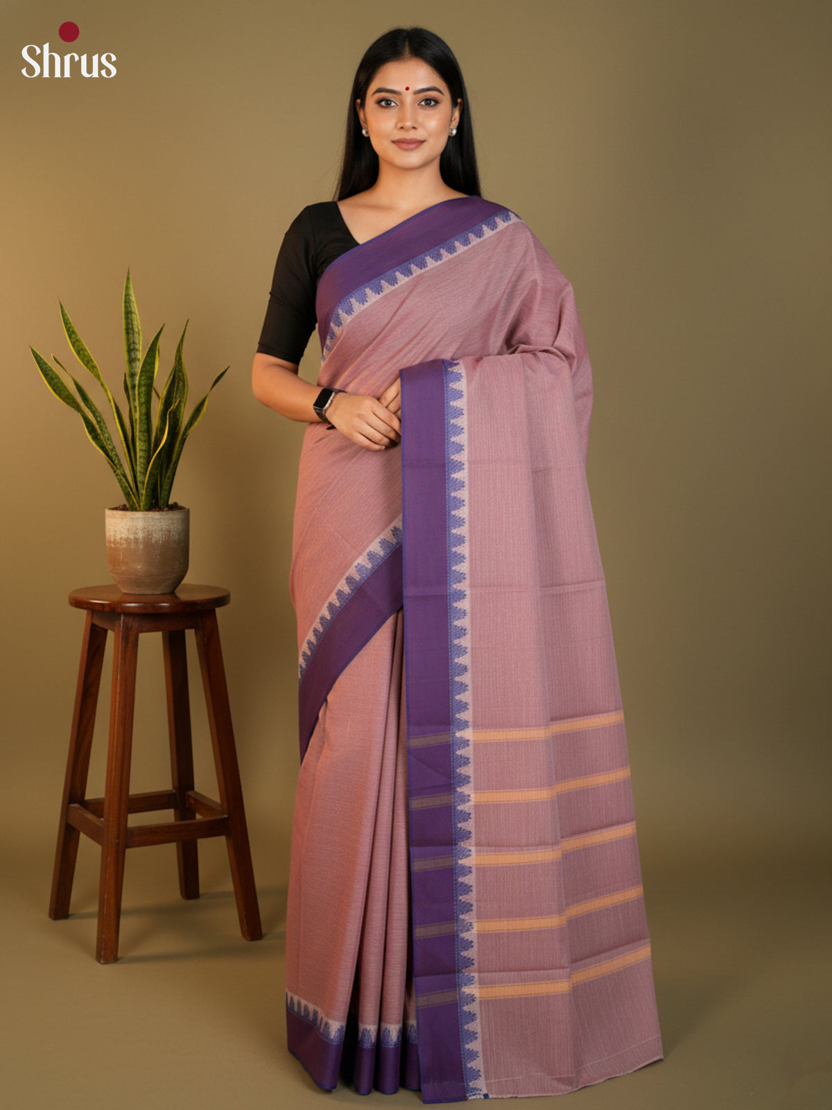 Mauve & Purple - South Cotton Saree- DLS15245
