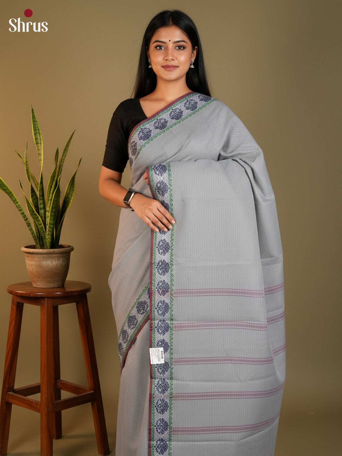 Grey- South Cotton Saree- DLS15249