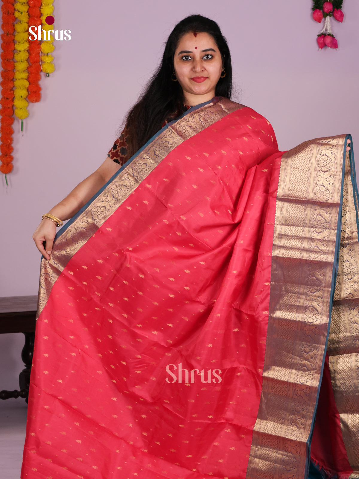 DLS16004 - Kanchipuram-halfpure Saree - Shop on Shrus.com