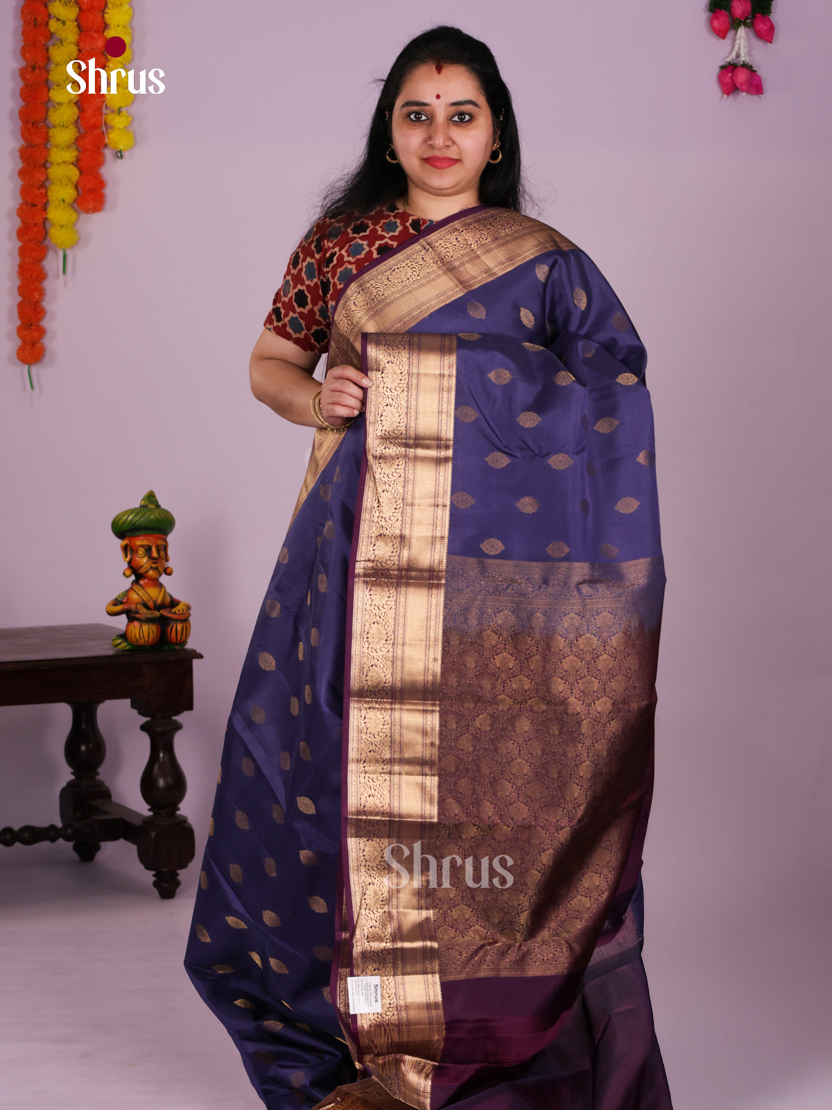 DLS16029 - Kanchipuram-halfpure Saree - Shop on Shrus.com