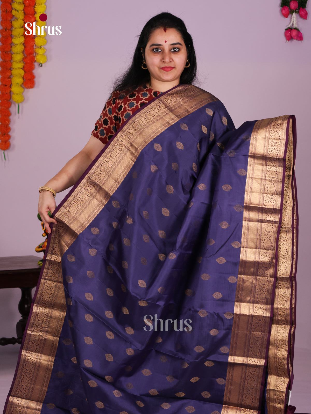 DLS16029 - Kanchipuram-halfpure Saree - Shop on Shrus.com