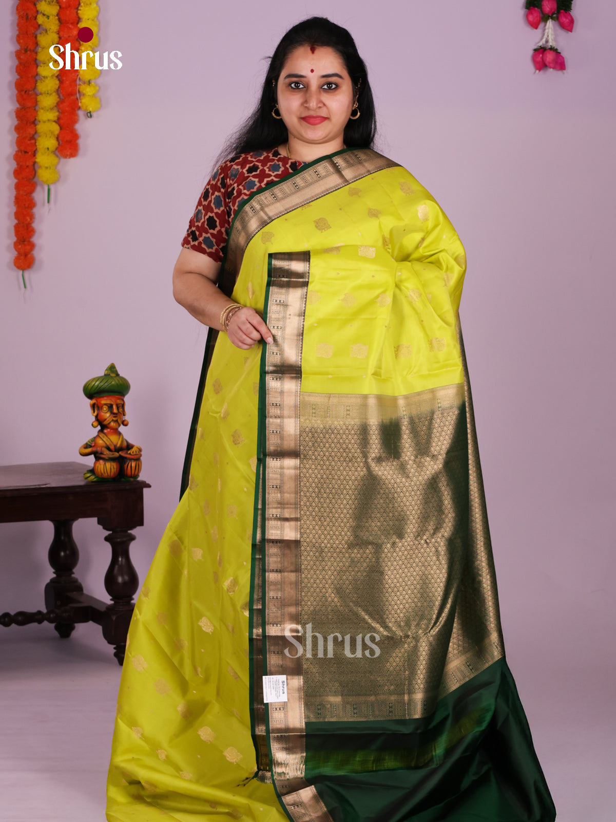 DLS16042 - Kanchipuram Korvai Butta Saree - Shop on Shrus.com