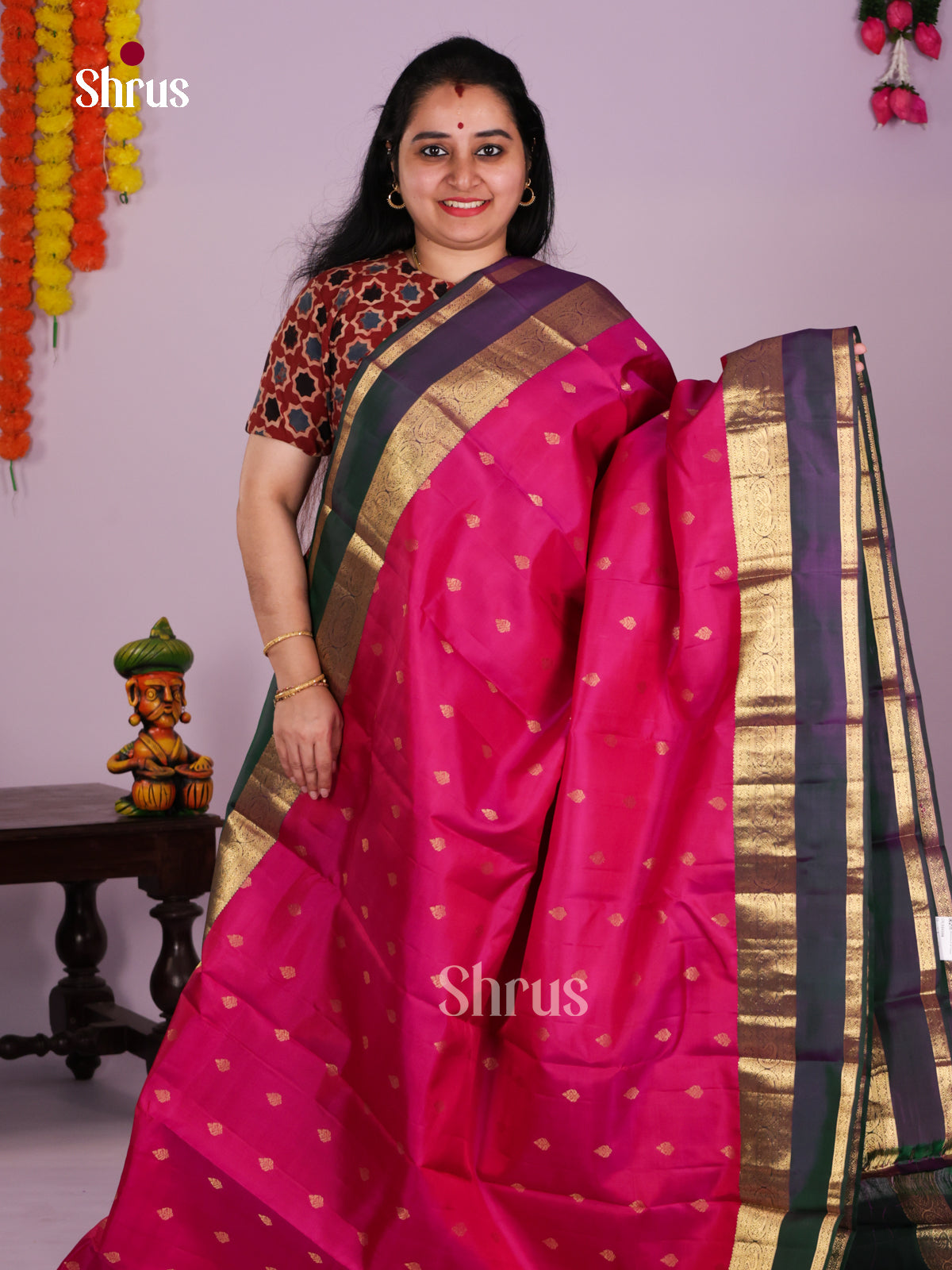DLS16104 - Kanchipuram Butta design Saree - Shop on Shrus.com