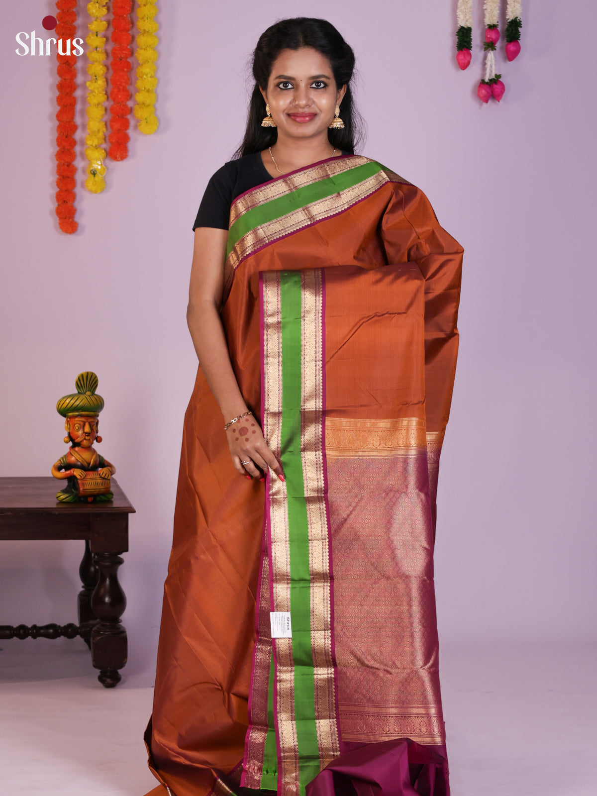 DLS16159 - Kanchipuram Rettapet Saree - Shop on Shrus.com