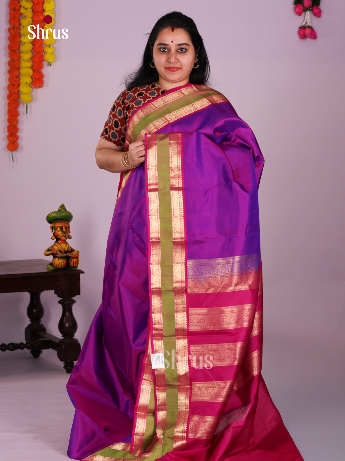 DLS16160 - Kanchipuram Rettapet Saree - Shop on Shrus.com