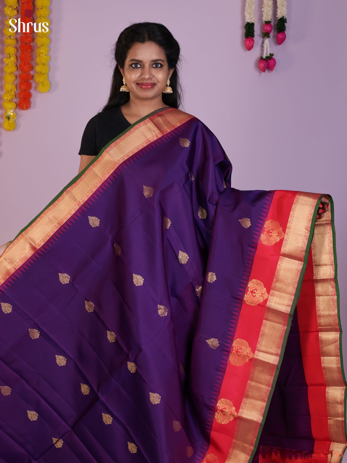 DLS16225 - Kanchipuram Korvai Butta Saree - Shop on Shrus.com