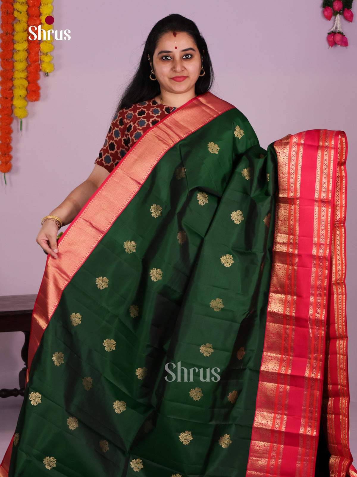 DLS16228 - Kanchipuram Korvai Butta Saree - Shop on Shrus.com