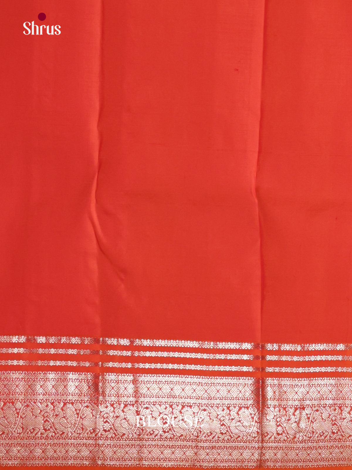 Royal Blue Kanjivaram Saree With Zari Buttas & Orange Brocade Pallu