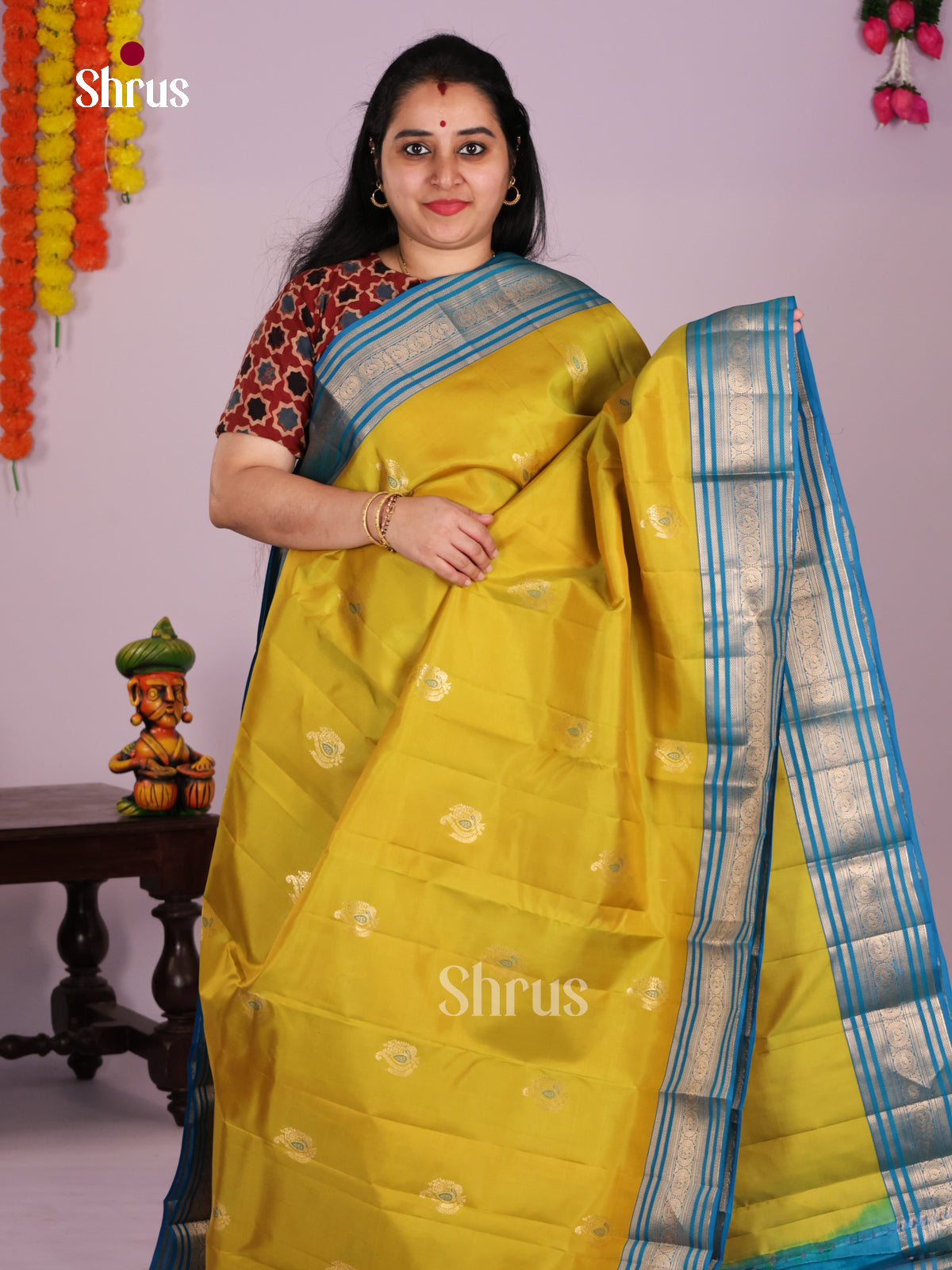 DLS16258 - Kanchipuram Korvai Butta Saree - Shop on Shrus.com