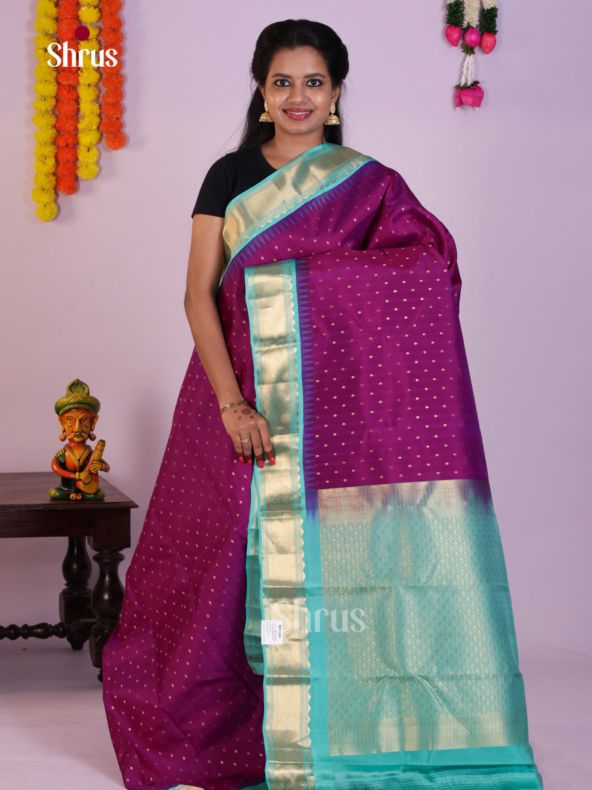 DLS16290 - Kanchipuram Korvai Butta Saree - Shop on Shrus.com