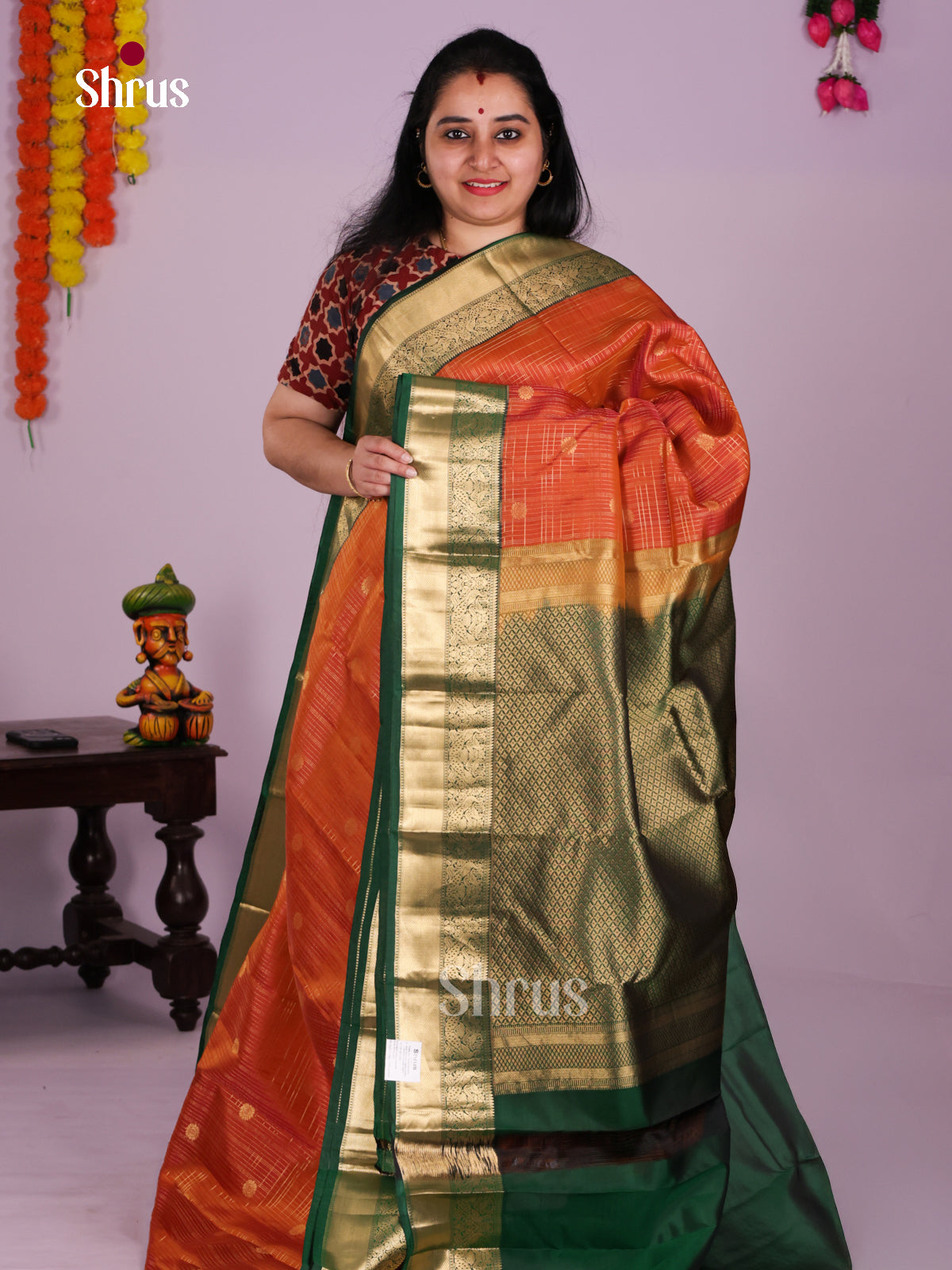 DLS16305 - Kanchipuram Korvai Butta Saree - Shop on Shrus.com