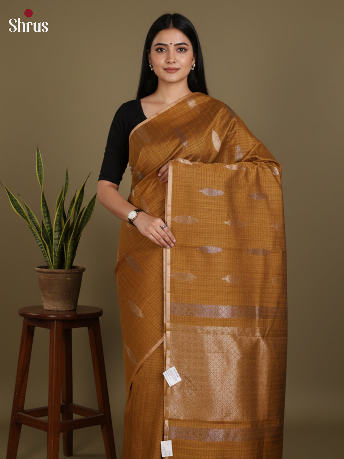 Mustard - Semi Jute Saree -DLS18103 - Shop on Shrus.com