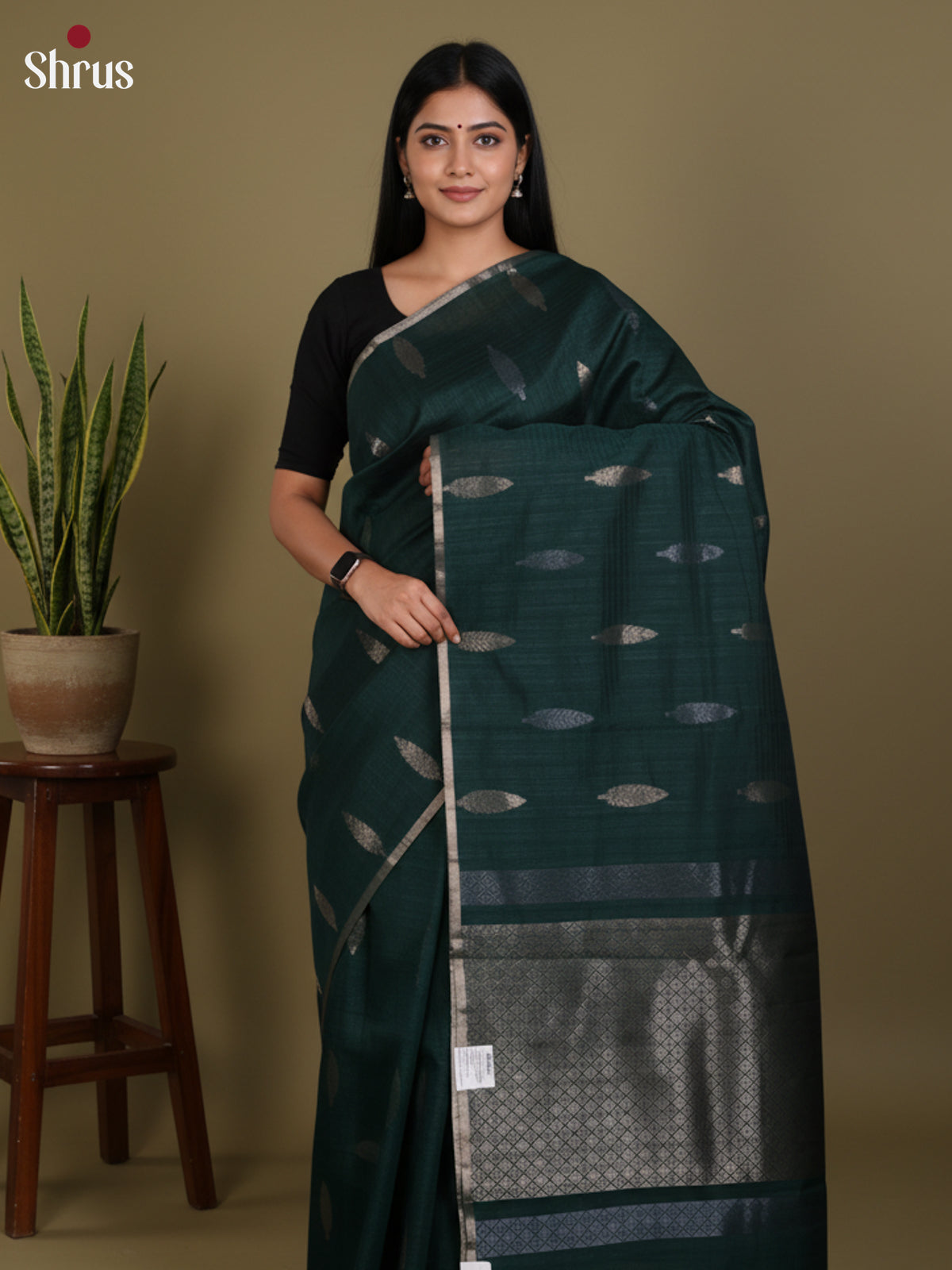 Green- Semi Jute Saree - DLS18104