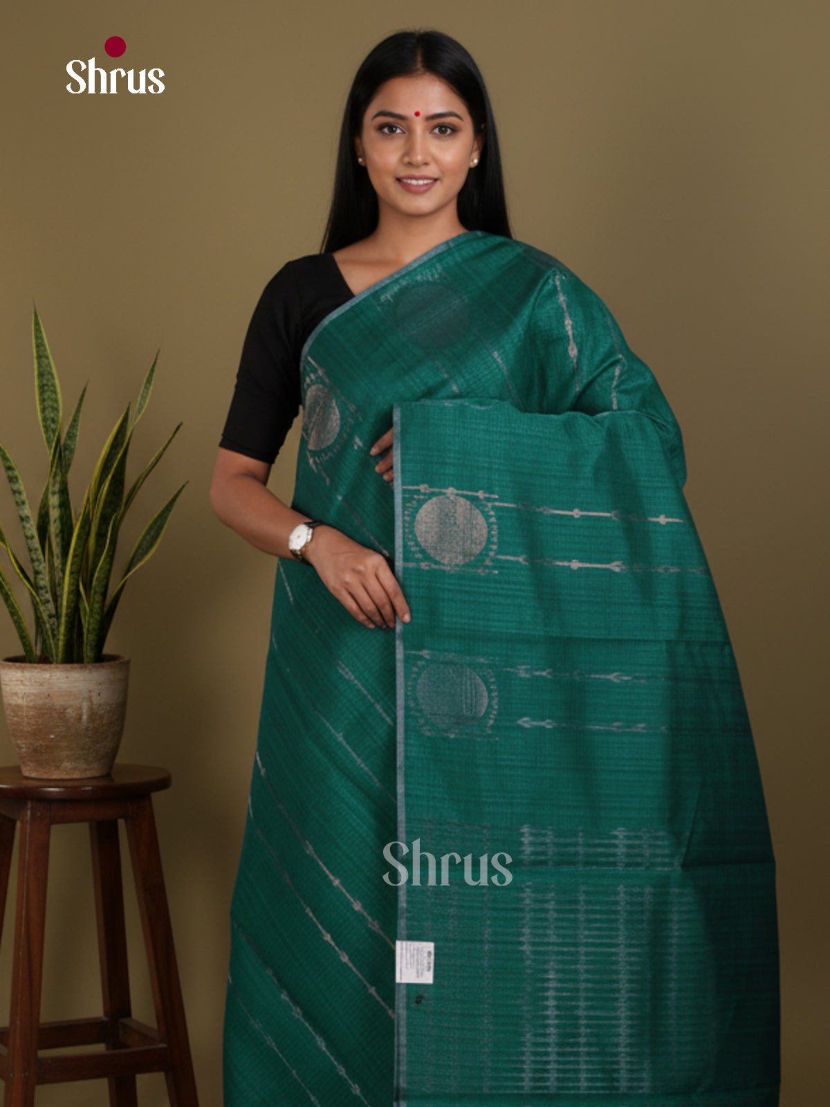 Green - Semi Jute Saree- DLS18112 - Shop on Shrus.com