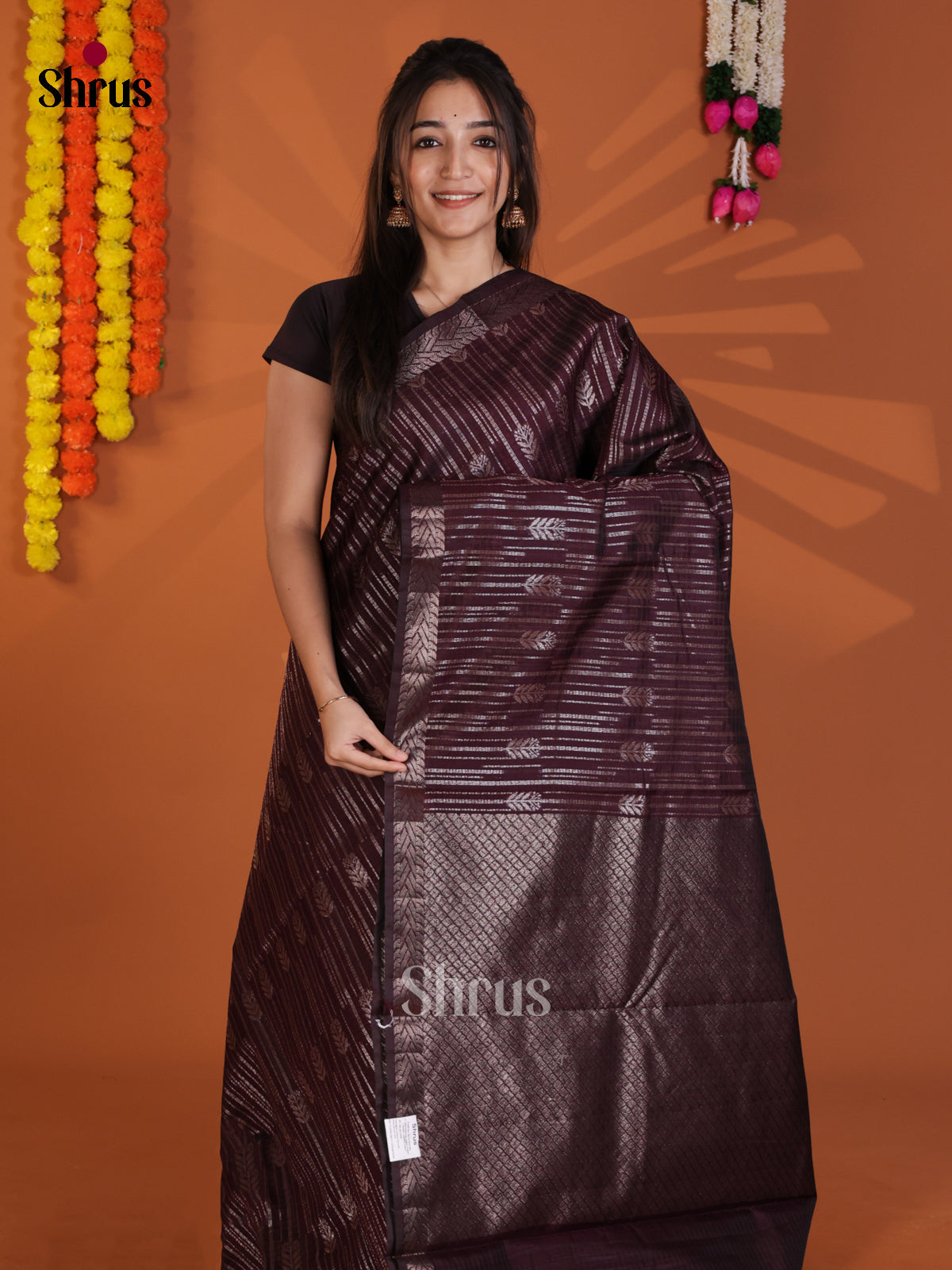 Maroon - Semi Jute Saree-DLS18116