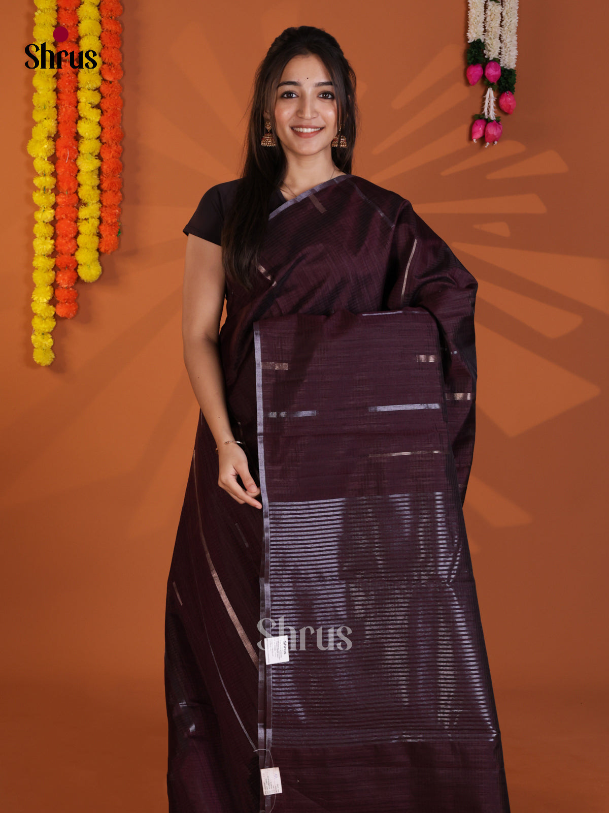 Maroon - Semi Jute Saree -DLS19024
