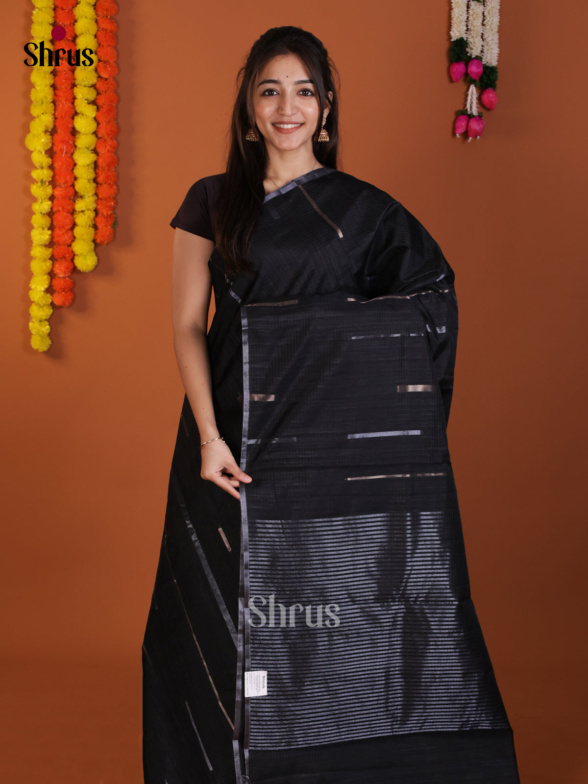 Black - Semi Jute Saree- DLS19025