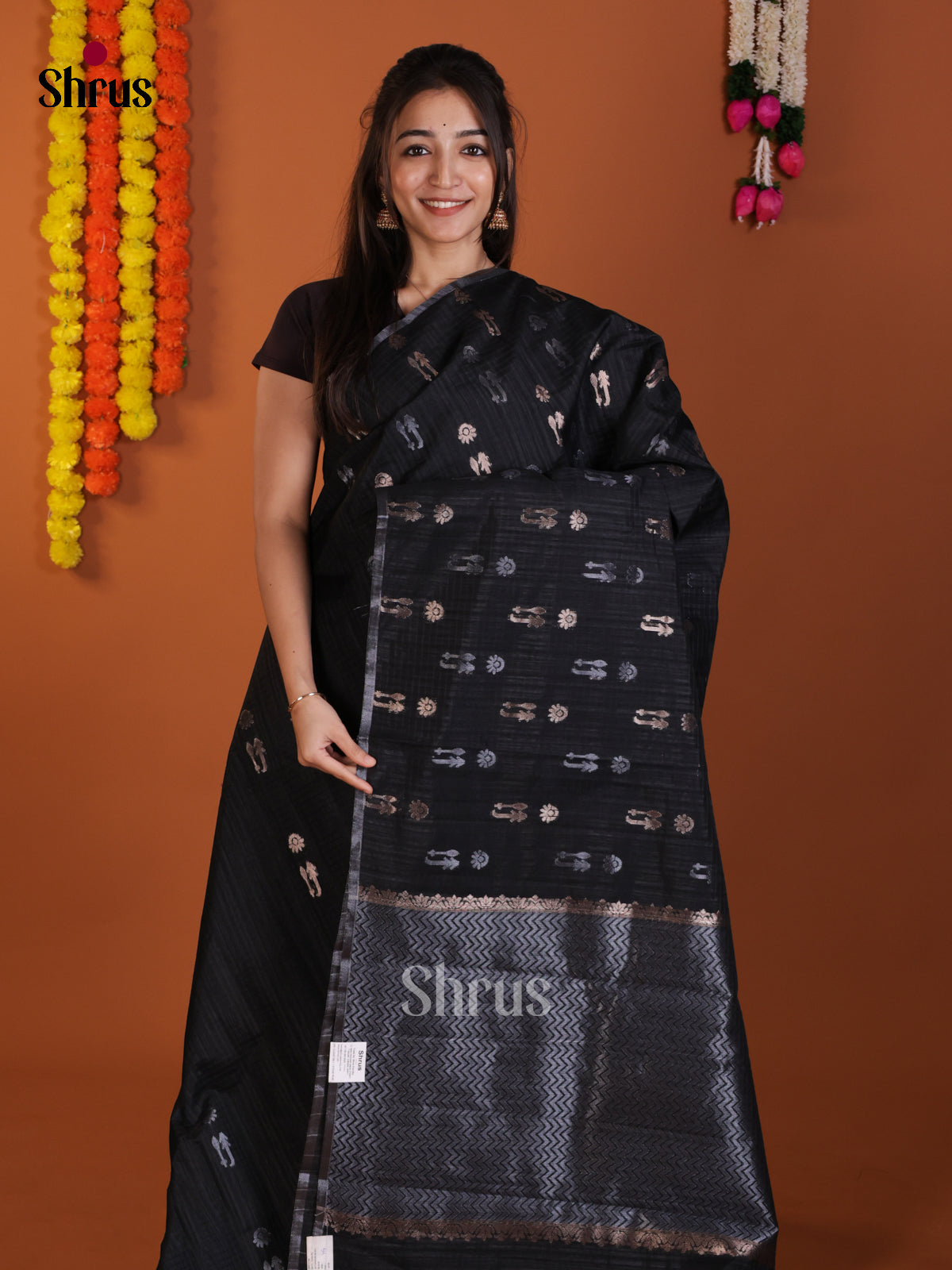 Black- Semi Jute Saree -DLS19026