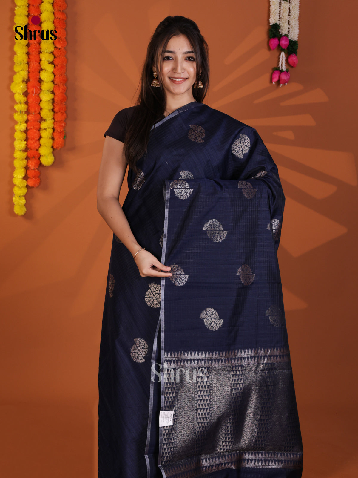 Blue - Semi Jute Saree-DLS19037