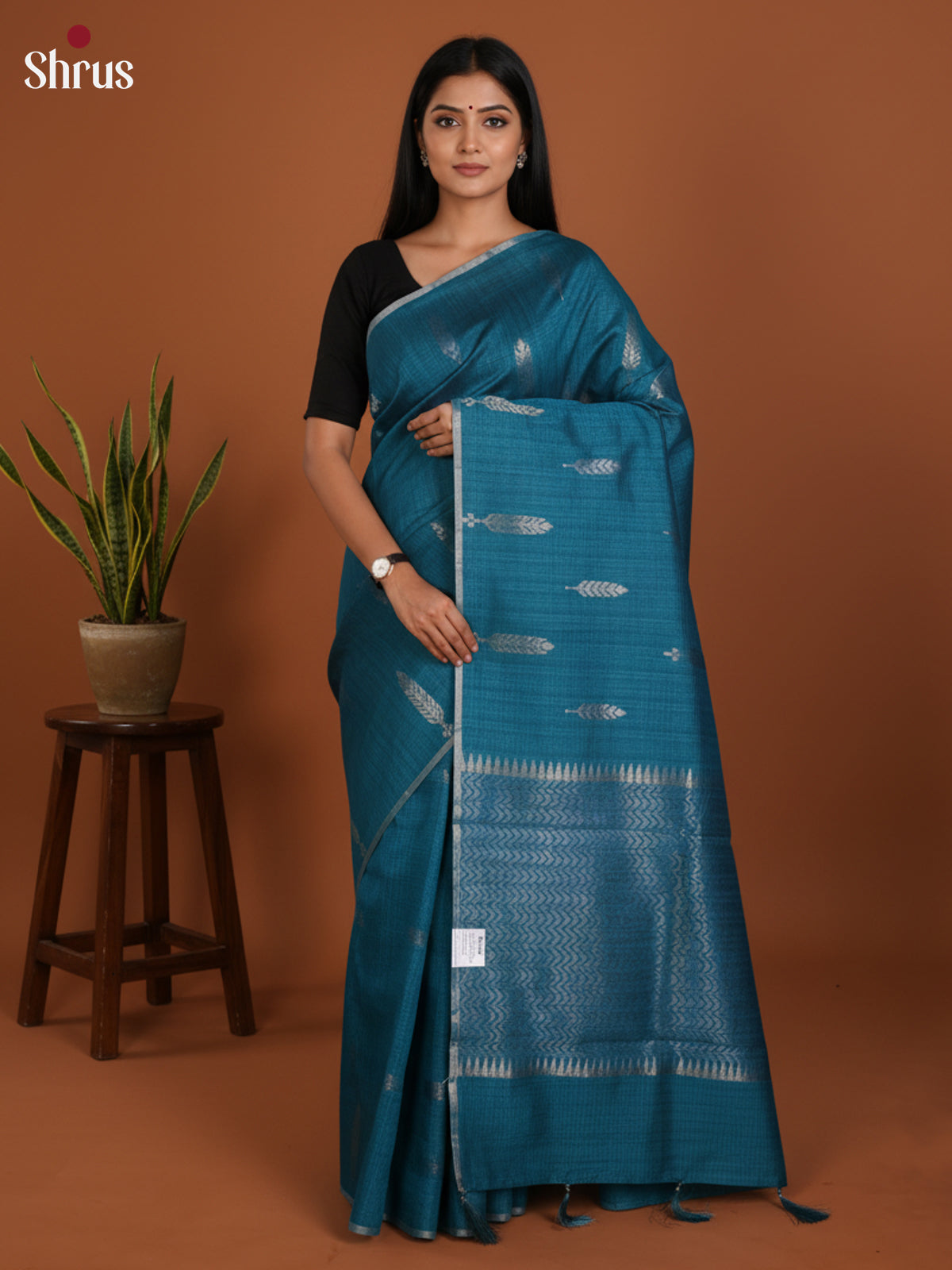 Blue - Semi Jute Saree-DLS19043