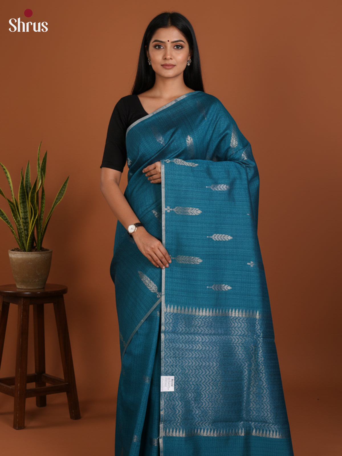 Blue - Semi Jute Saree-DLS19043