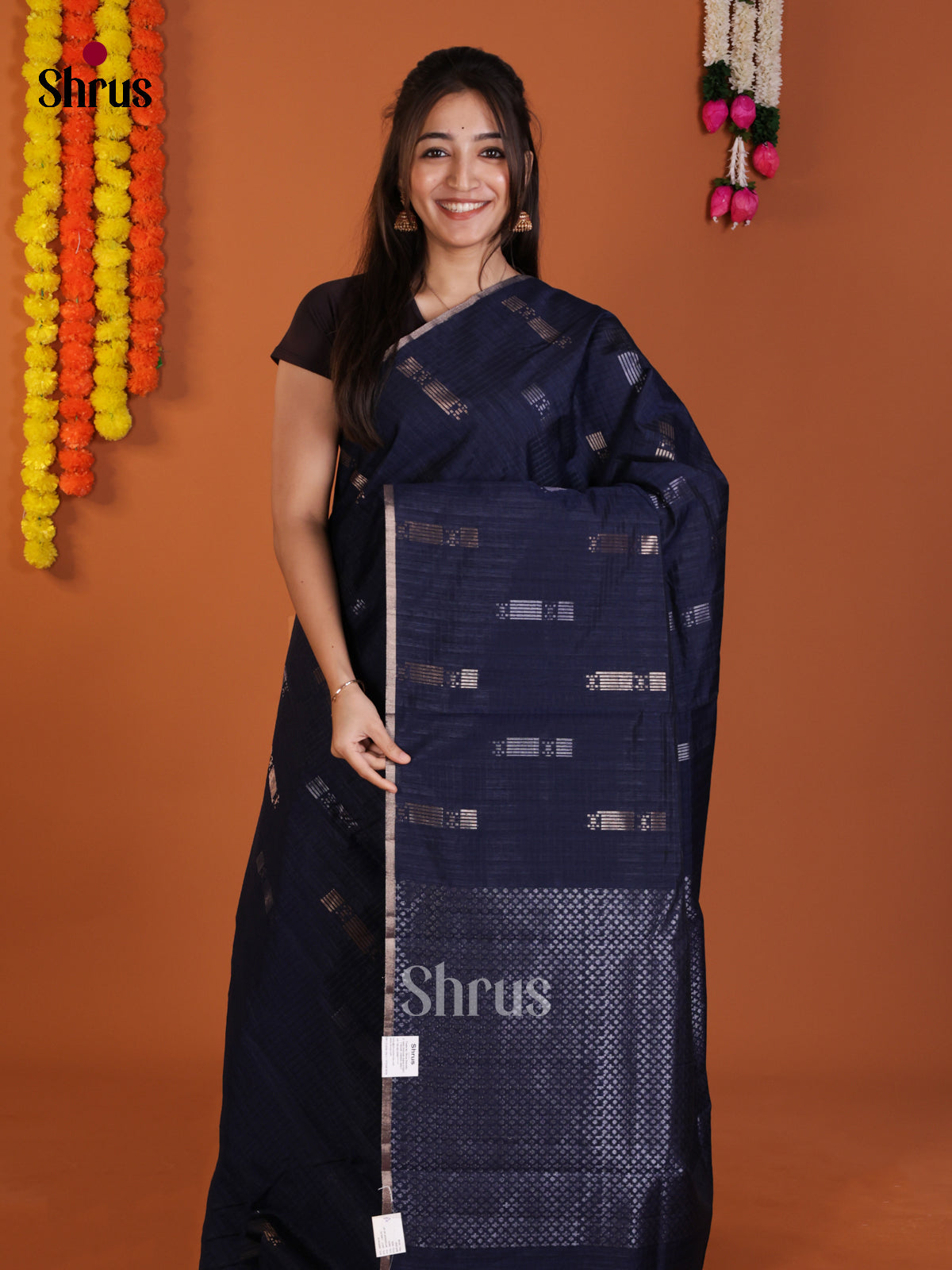 Dark Blue - Semi Jute Saree- DLS19052