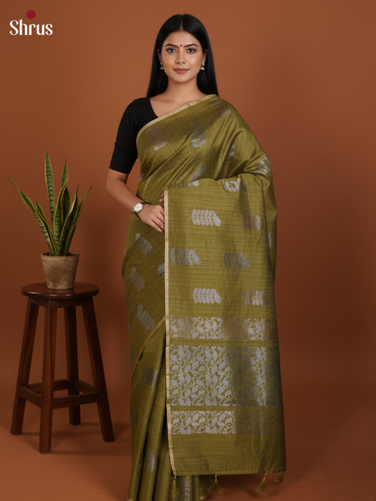 Mehandi Green- Semi Jute Saree - DLS19135