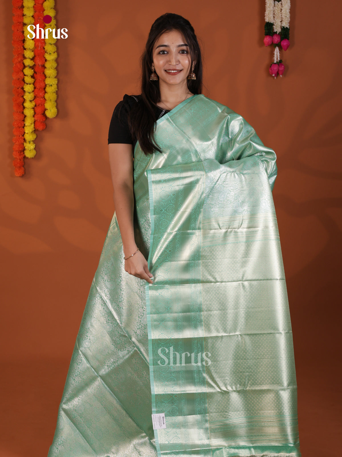 Pastel blue - Kanchipuram-halfpure Saree- DLS19196 - Shop on Shrus.com