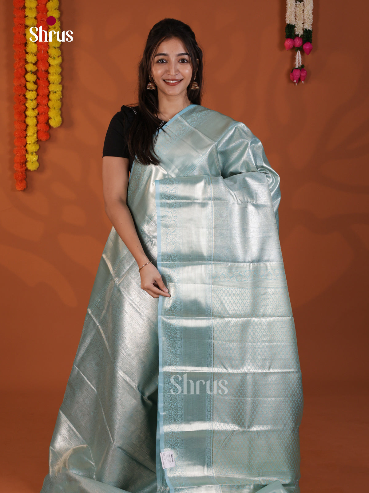 Light Blue - Kanchipuram-halfpure Saree- DLS19199 - Shop on Shrus.com