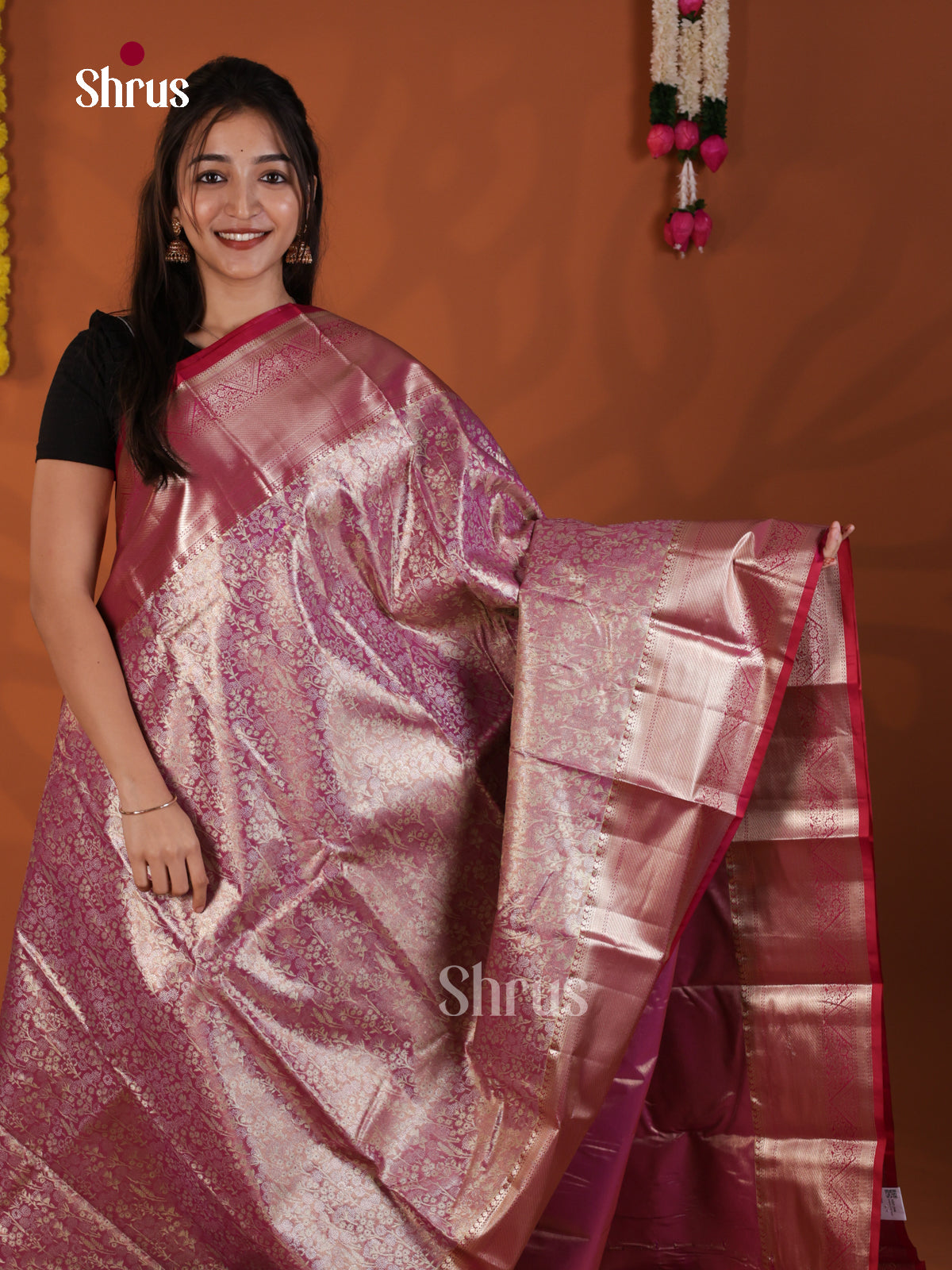 Purple - Kanchipuram-halfpure Saree- DLS19218 - Shop on Shrus.com