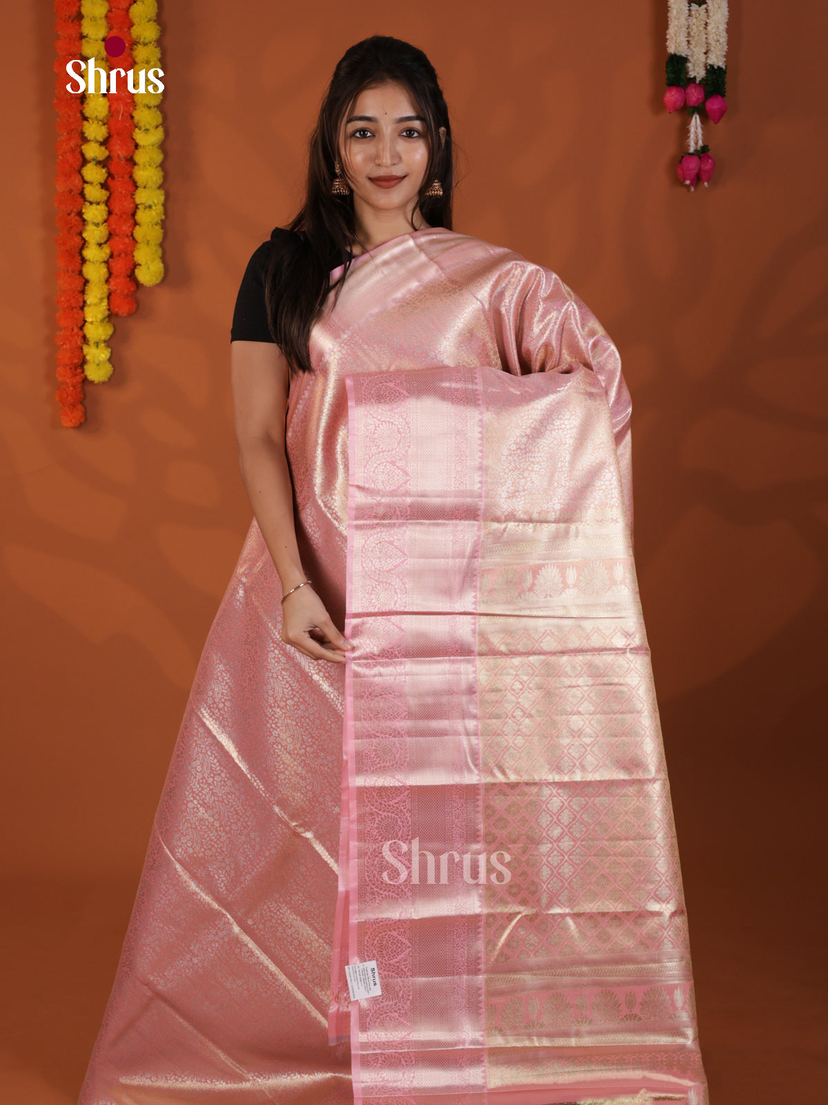 Pink - Kanchipuram-halfpure Saree -DLS19220 - Shop on Shrus.com
