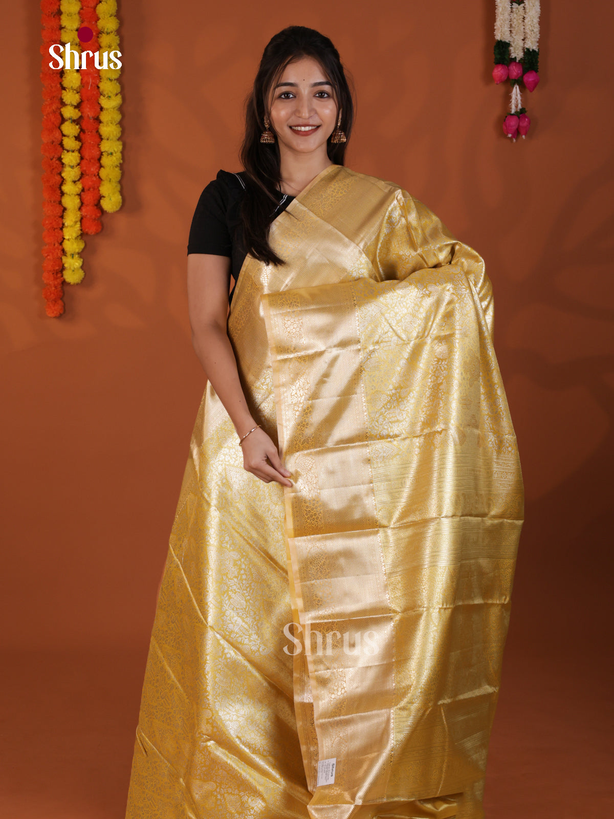 Mustard - Kanchipuram-halfpure Saree- DLS19230 - Shop on Shrus.com