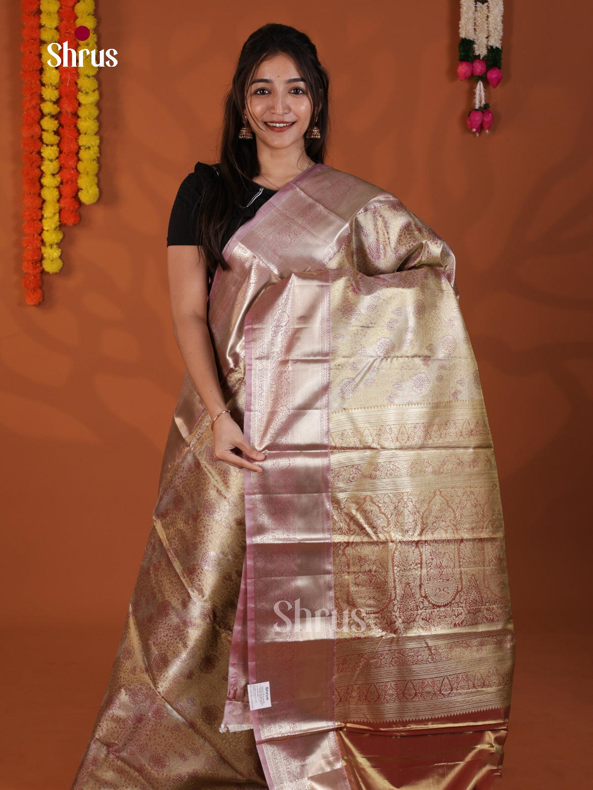 Gold & Purple - Kanchipuram-halfpure Saree- DLS19234 - Shop on Shrus.com