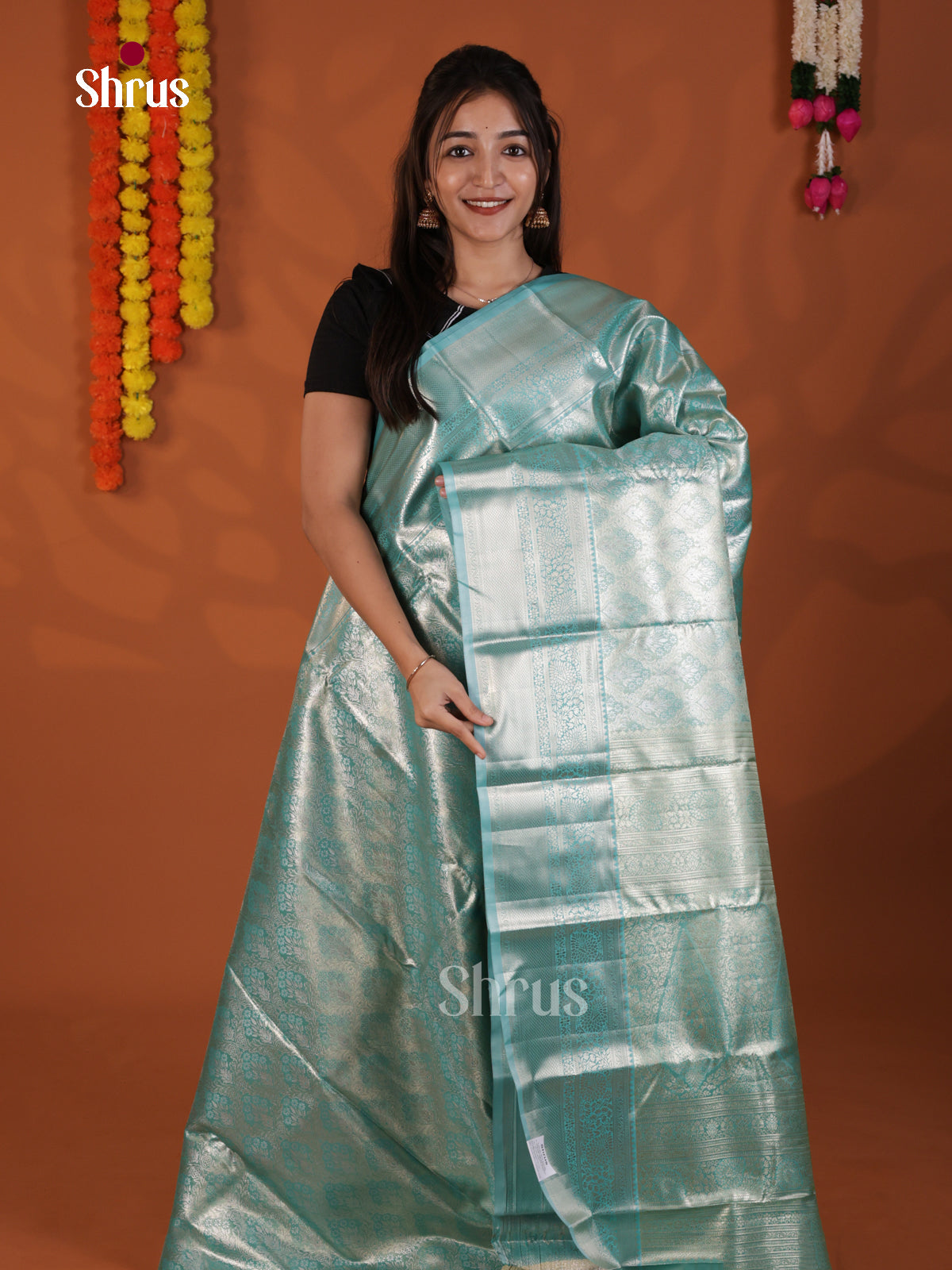 Blue - Kanchipuram-halfpure Saree- DLS19236 - Shop on Shrus.com