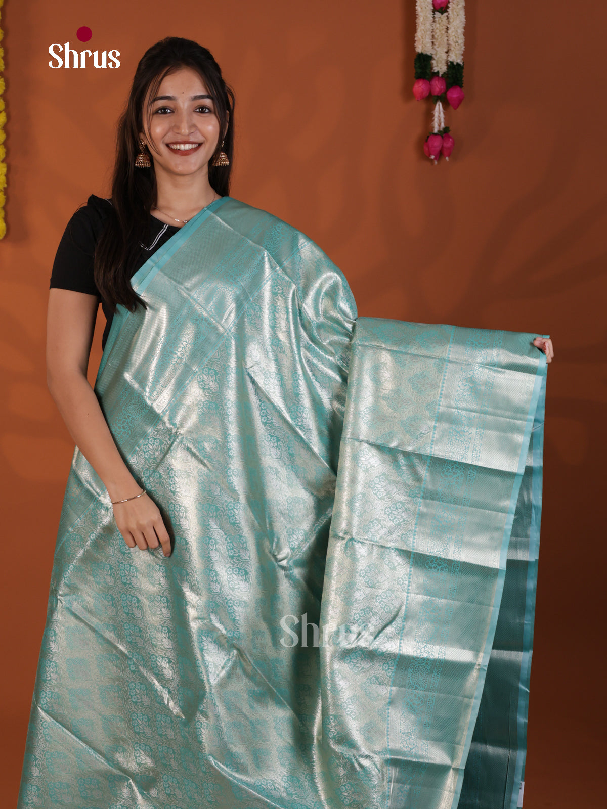 Blue - Kanchipuram-halfpure Saree- DLS19236 - Shop on Shrus.com