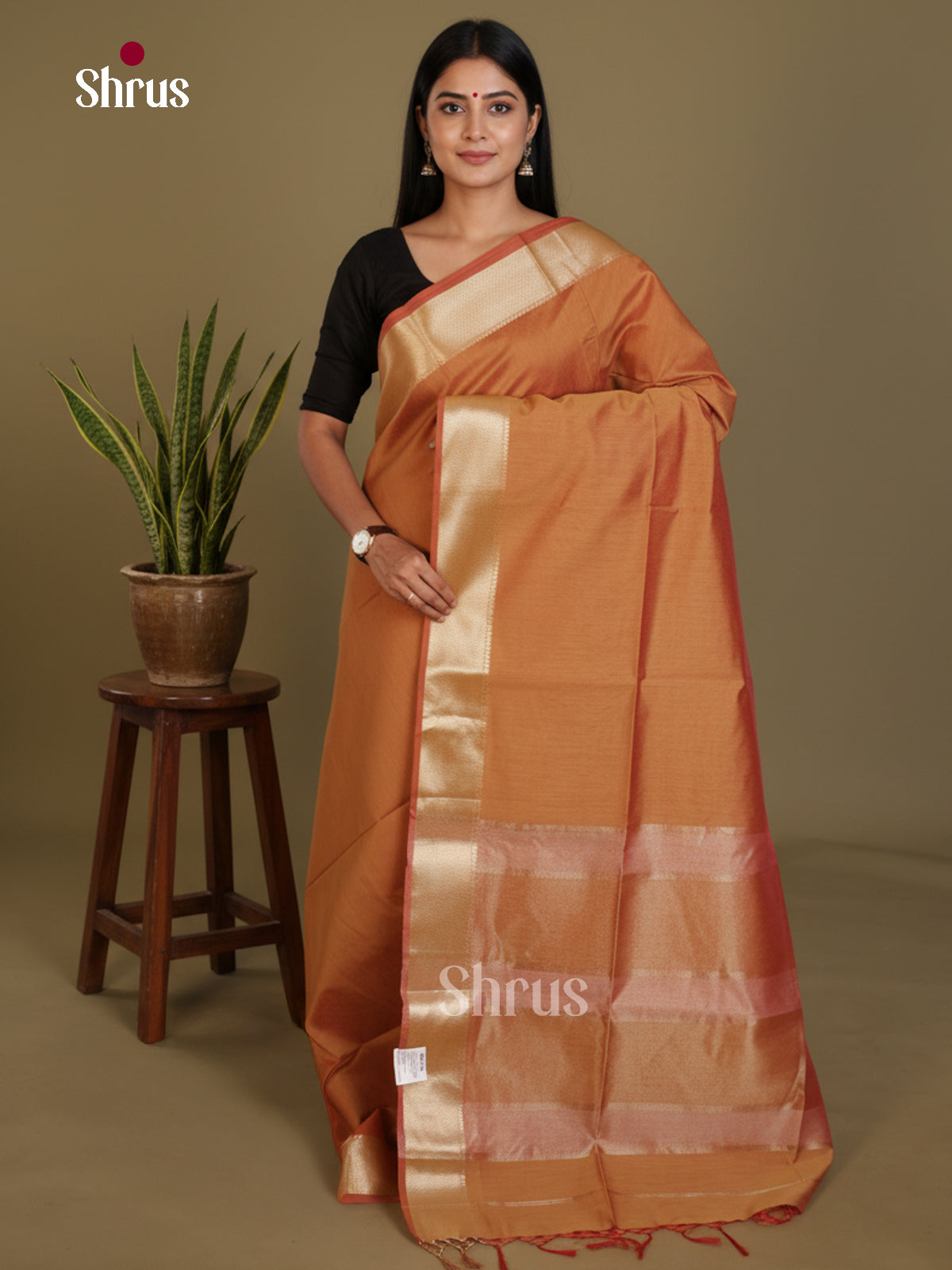 Brick Orange - Art Maheshwari Saree - Shop on Shrus.com
