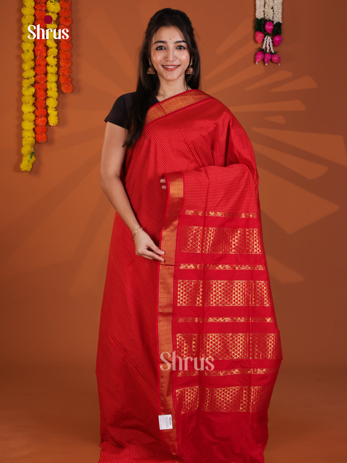 Red - Kalyani Cotton Saree - Shop on Shrus.com