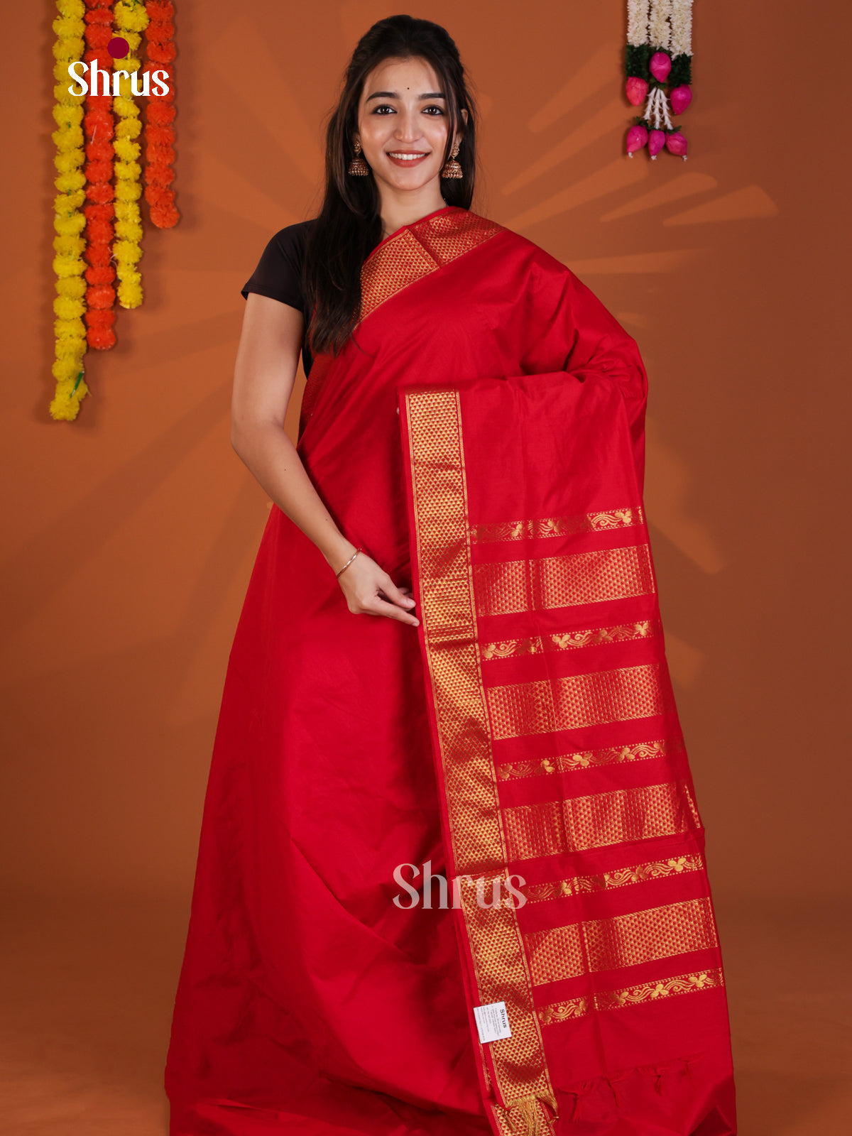 Red - Kalyani Cotton Saree - Shop on Shrus.com